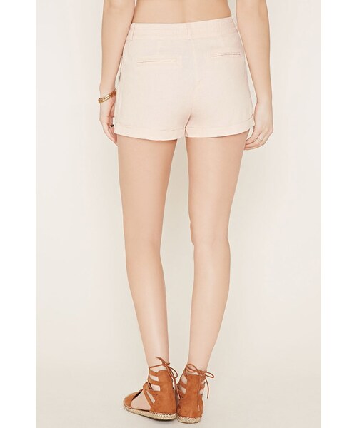 FOREVER 21（フォーエバー トゥエンティーワン）の「FOREVER 21 cuffed linen-blend shorts（その他パンツ・レディース・Black/Pink/Green・24/25/26/27/28/29/30/31）」の6枚目の写真