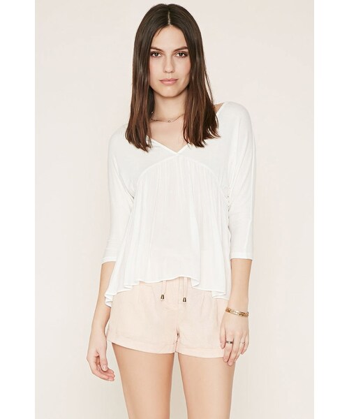 FOREVER 21（フォーエバー トゥエンティーワン）の「FOREVER 21 cuffed linen-blend shorts（その他パンツ・レディース・Black/Pink/Green・24/25/26/27/28/29/30/31）」の3枚目の写真