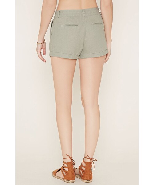 FOREVER 21（フォーエバー トゥエンティーワン）の「FOREVER 21 cuffed linen-blend shorts（その他パンツ・レディース・Black/Pink/Green・24/25/26/27/28/29/30/31）」の8枚目の写真