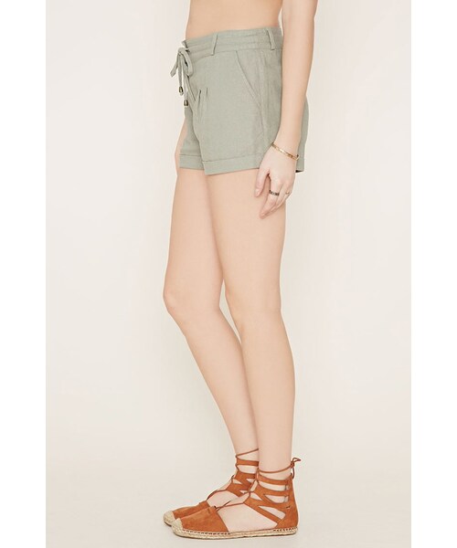 FOREVER 21（フォーエバー トゥエンティーワン）の「FOREVER 21 cuffed linen-blend shorts（その他パンツ・レディース・Black/Pink/Green・24/25/26/27/28/29/30/31）」の7枚目の写真