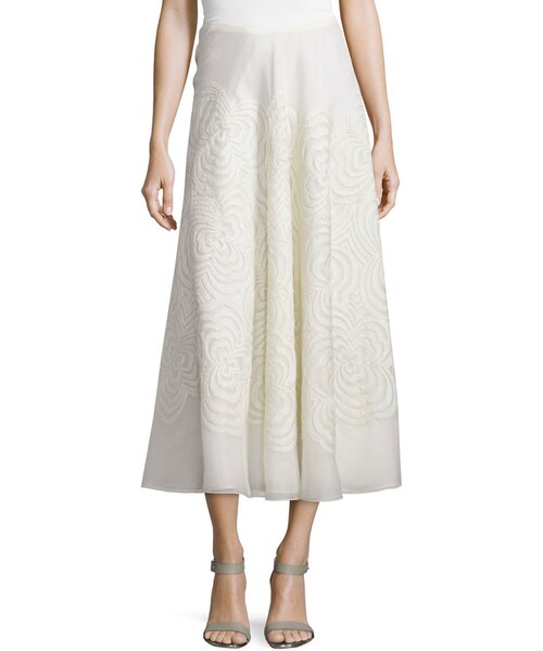 RALPH LAUREN(ラルフ ローレン)の「Ralph Lauren Roxanne Embroidered Midi Skirt, Cream(スカート・レディース・White・4/8/12)」の1枚目の写真