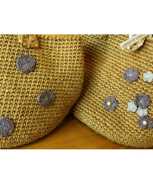 Handmade（ハンドメイド）の「モチーフ編みが可愛い麻ひもバッグ