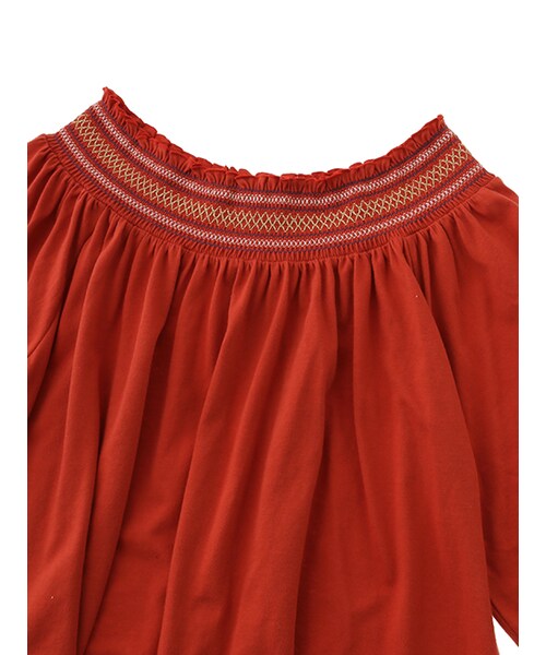 w closet（ダブルクローゼット）の「刺繍入りスモッキングプルオーバー（トップス・レディース・オフホワイト/オレンジ/ブラック・FREE）」の7枚目の写真