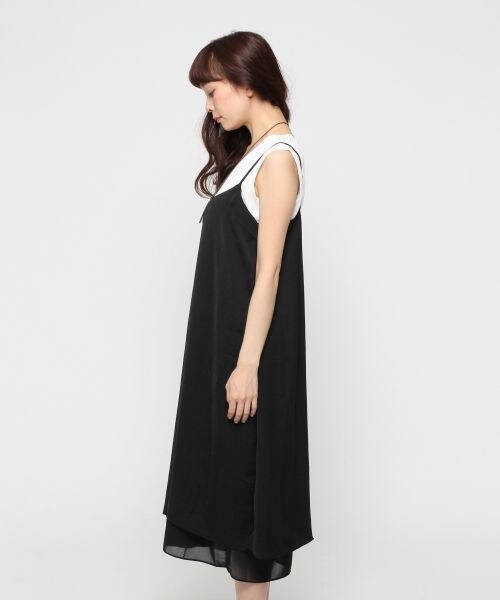 BLISS POINT（ブリスポイント）の「サテン×シフォンレイヤードキャミワンピース（ワンピース/ドレス・レディース・ブラック/ブラウン・FREE SIZE）」の3枚目の写真