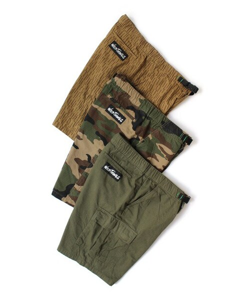 WILD THINGS(ワイルドシングス)の「WILD THINGS RIPSTOP CARGO CLIMBING SHORTS(カーゴパンツ・メンズ・オリーブ/ウッドランドカモ/レインカモ・M/L)」の2枚目の写真