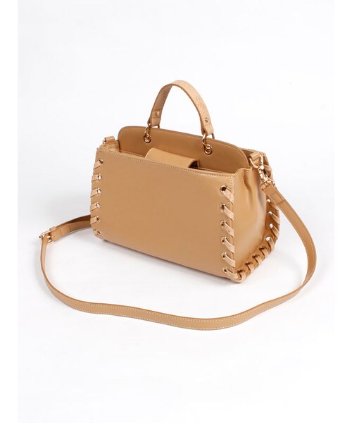 31 Sons de mode（トランテアン　ソン　ドゥ　モード）の「≪夏カタログ掲載ITEM≫サイド編込みボストンバッグ（バッグ・レディース・ブラック/ホワイト/キャメル・フリー）」の11枚目の写真