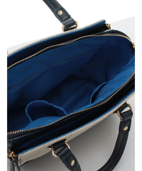 31 Sons de mode（トランテアン　ソン　ドゥ　モード）の「≪夏カタログ掲載ITEM≫カラー切替ボストンバッグ（バッグ・レディース・ネイビー/イエロー/キャメル・フリー）」の10枚目の写真