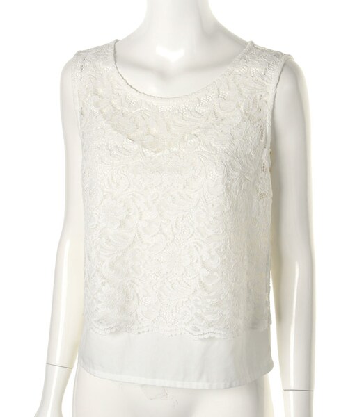 31 Sons de mode（トランテアン　ソン　ドゥ　モード）の「≪夏カタログ掲載ITEM≫スカラップレースセットアッププルオーバー（トップス・レディース・カーキ/ホワイト・36/38）」の6枚目の写真