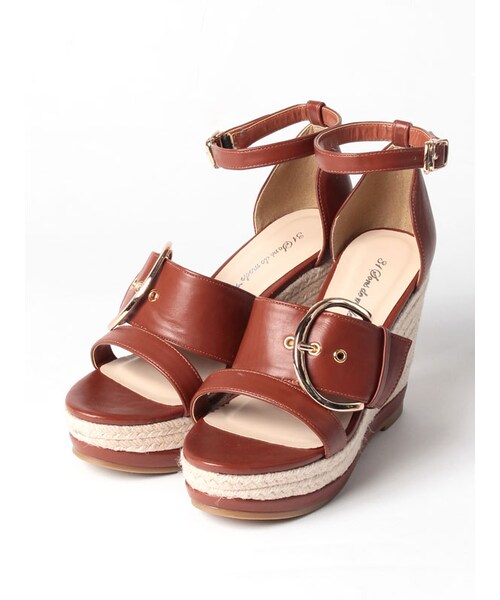 31 Sons de mode（トランテアン　ソン　ドゥ　モード）の「≪夏カタログ掲載ITEM≫ベルトウエッジサンダル（シューズ・レディース・ブラック/ホワイト/ブラウン・S/M/L）」の3枚目の写真