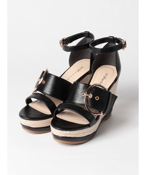 31 Sons de mode（トランテアン　ソン　ドゥ　モード）の「≪夏カタログ掲載ITEM≫ベルトウエッジサンダル（シューズ・レディース・ブラック/ホワイト/ブラウン・S/M/L）」の2枚目の写真