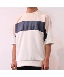 Cuirs | フェイクレザー切り替え5分袖Tシャツ(Tシャツ/カットソー)