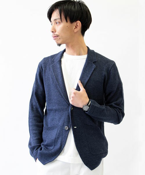 FREDY&GLOSTER(フレディアンドグロスター)の「リネン混テーラードカーディガン(カーディガン/ボレロ・メンズ・グレー/ネイビー・S/L/M)」の2枚目の写真