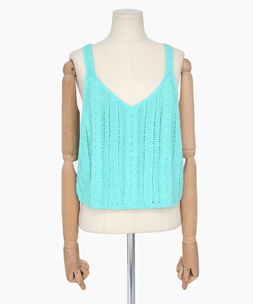 DHOLIC（ディーホリック）の「ケーブルニットミニマルビスチェ（キャミソール・レディース・ライトパープル/ミント/アイボリー/ブラック・FREE）」の4枚目の写真