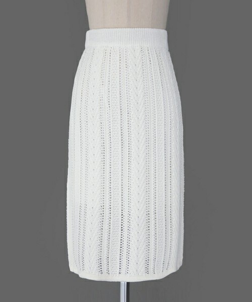 DHOLIC（ディーホリック）の「ウエストゴムケーブルニットタイトスカート（スカート・レディース・ライトパープル/アイボリー/ブラック・FREE）」の2枚目の写真