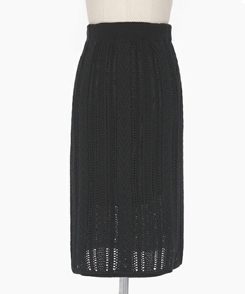 DHOLIC（ディーホリック）の「ウエストゴムケーブルニットタイトスカート（スカート・レディース・ライトパープル/アイボリー/ブラック・FREE）」の3枚目の写真