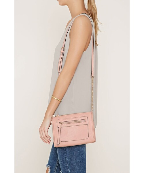 FOREVER 21（フォーエバー トゥエンティーワン）の「FOREVER 21 zipped faux leather crossbody（ショルダーバッグ・レディース・Black/Pink/White・ONE SIZE）」の12枚目の写真