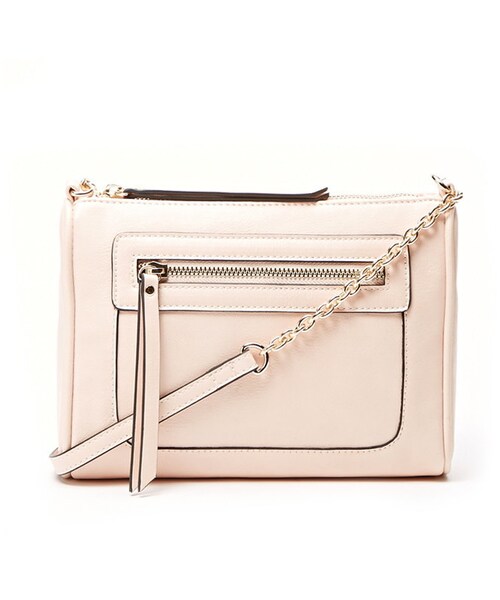 FOREVER 21（フォーエバー トゥエンティーワン）の「FOREVER 21 zipped faux leather crossbody（ショルダーバッグ・レディース・Black/Pink/White・ONE SIZE）」の3枚目の写真