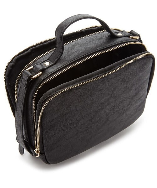 FOREVER 21（フォーエバー トゥエンティーワン）の「FOREVER 21 structured double zipper crossbody（ショルダーバッグ・レディース・Black/Beige・ONE SIZE）」の3枚目の写真