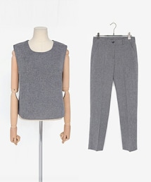 DHOLIC | バックスリットブラウス&パンツセットアップ(タンクトップ)