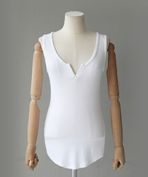 DHOLIC | ネックスリットリブスリーブレス(タンクトップ)