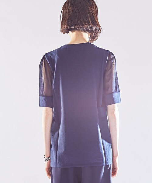 JOHN LAWRENCE SULLIVAN（ジョンローレンスサリバン）の「JOHN LAWRENCE SULLIVAN  シアースリーブカットソー（Tシャツ/カットソー・レディース・ホワイト/ネイビー・FREE）」の9枚目の写真