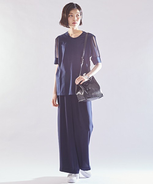 JOHN LAWRENCE SULLIVAN（ジョンローレンスサリバン）の「JOHN LAWRENCE SULLIVAN  シアースリーブカットソー（Tシャツ/カットソー・レディース・ホワイト/ネイビー・FREE）」の7枚目の写真