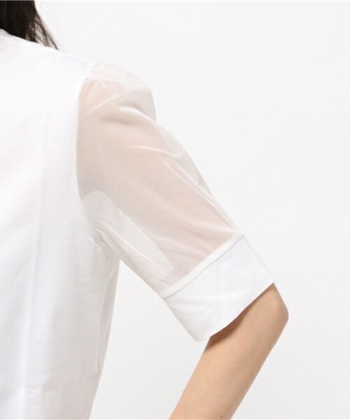 JOHN LAWRENCE SULLIVAN（ジョンローレンスサリバン）の「JOHN LAWRENCE SULLIVAN  シアースリーブカットソー（Tシャツ/カットソー・レディース・ホワイト/ネイビー・FREE）」の4枚目の写真