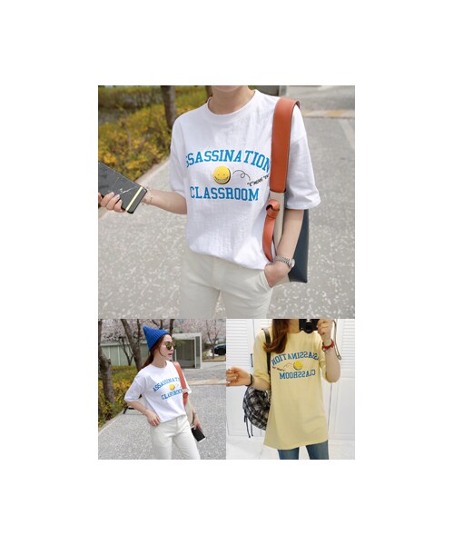 Miamasvin(ミアマスビン)の「キュートプリントルーズフィットTシャツ(その他・レディース・ホワイト/イエロー/チャコール・FREE)」の1枚目の写真