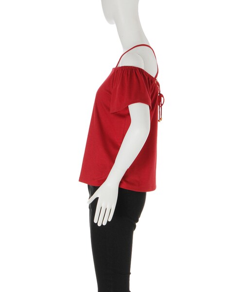 EVRIS（エヴリス）の「レースアップオフショルTOPS（トップス・レディース・ホワイト/ブラック/レッド/ベージュ・F）」の8枚目の写真