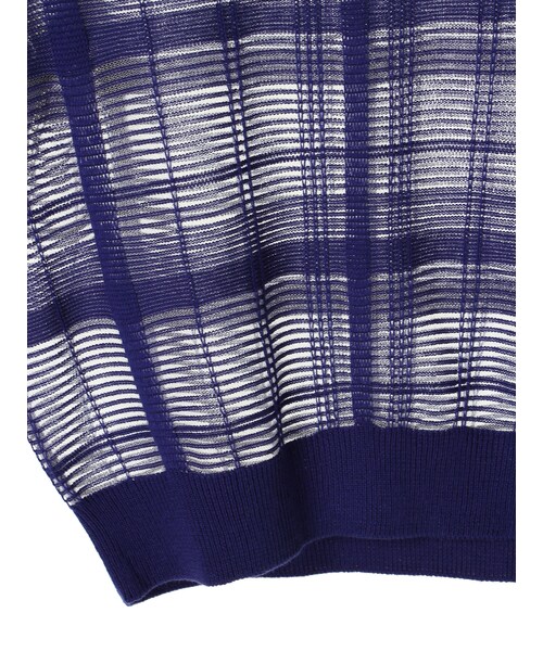 earth music&ecology（アースミュージックアンドエコロジー）の「【Special Price】＜WEB限定大きな・小さなサイズ＞シアーチェックニットプルオーバー（トップス・アイボリー/ブラック/キャメル/ブルー・XS/L）」の9枚目の写真