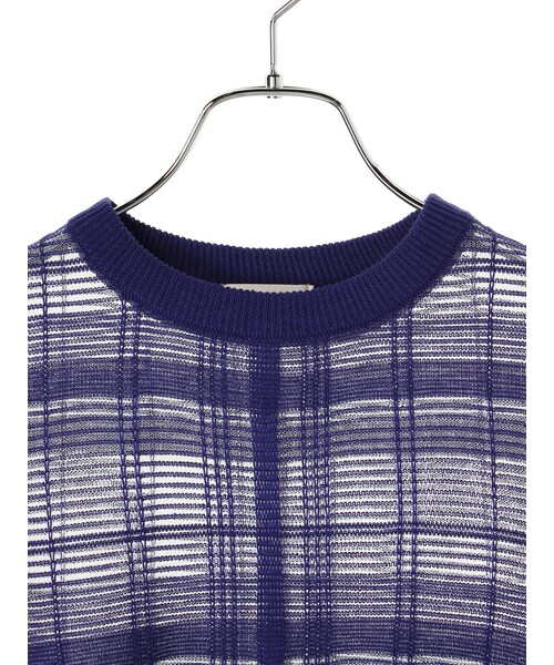 earth music&ecology（アースミュージックアンドエコロジー）の「【Special Price】＜WEB限定大きな・小さなサイズ＞シアーチェックニットプルオーバー（トップス・アイボリー/ブラック/キャメル/ブルー・XS/L）」の7枚目の写真