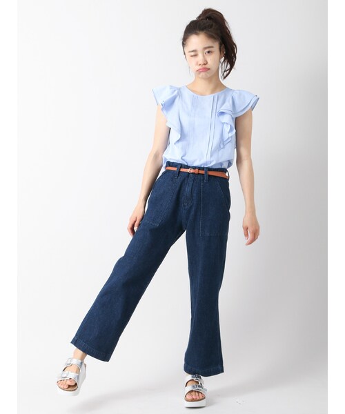 E hyphen world gallery（イーハイフンワールドギャラリー）の「デニムワイドパンツ（パンツ・インディゴ/ライトインディゴ・S/M）」の12枚目の写真