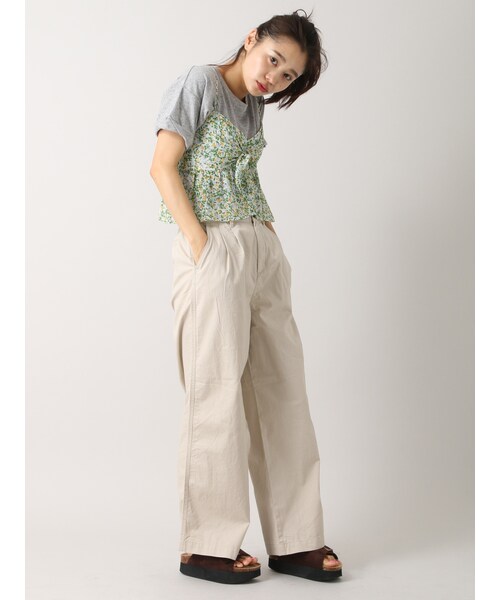 E hyphen world gallery（イーハイフンワールドギャラリー）の「・ツイルワイドパンツ（パンツ・ベージュ/オレンジ/カーキ/ネイビー・S/M）」の13枚目の写真