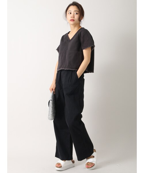 E hyphen world gallery（イーハイフンワールドギャラリー）の「・ツイルワイドパンツ（パンツ・ベージュ/オレンジ/カーキ/ネイビー・S/M）」の15枚目の写真