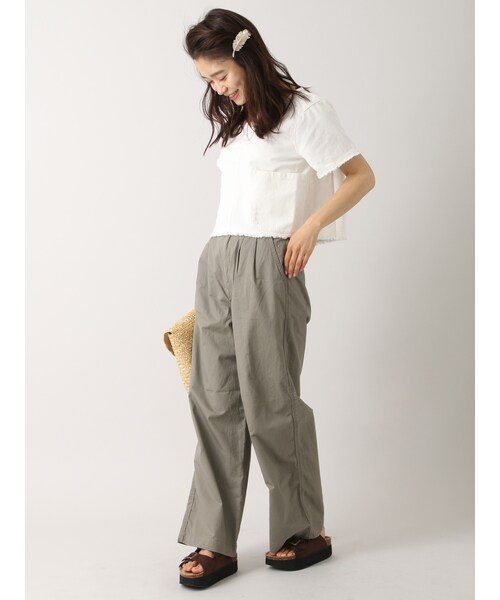 E hyphen world gallery（イーハイフンワールドギャラリー）の「・ツイルワイドパンツ（パンツ・ベージュ/オレンジ/カーキ/ネイビー・S/M）」の14枚目の写真