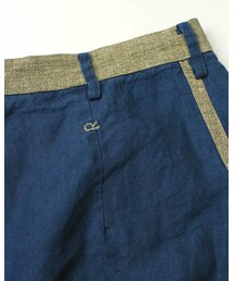 45R 軽い ウエストゴム インディゴ リネンブレンド キュロット 45rpm