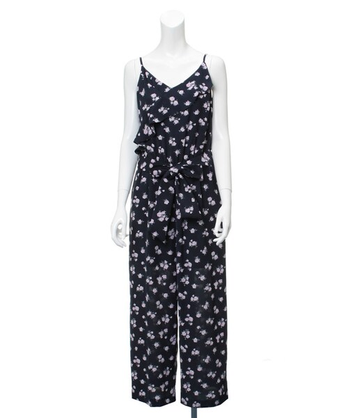 31 Sons de mode（トランテアン　ソン　ドゥ　モード）の「≪夏カタログ掲載ITEM≫小花柄ロンパース（オールインワン・サロペット・レディース・ネイビー/オフホワイト・36/38）」の2枚目の写真