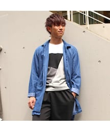 Cuirs | シワ加工シャツ生地コットンステンカラーコート(ステンカラーコート)