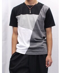 Cuirs | モノトーン切り替えTシャツ(Tシャツ/カットソー)