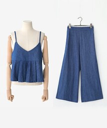 DHOLIC | 2TYPEプリーツヘムビスチェ&ハイウエストイージーワイドパンツSET(その他パンツ)