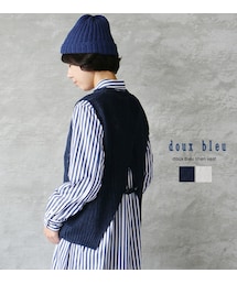 doux bleu  | doux bleu(ドゥーブルー) 畦編みリネンベスト(ベスト)