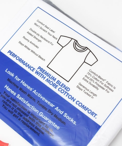 HANES（ヘインズ）の「メンズ ヘインズ 3枚1組 青ラベル 無地T ホワイト クルーネック Hanes BLUE PACK 3P CREW NECK TEE HM2115G（Tシャツ/カットソー・メンズ・ホワイト・SMALL/MEDIUM/LARGE/X-LARGE）」の2枚目の写真