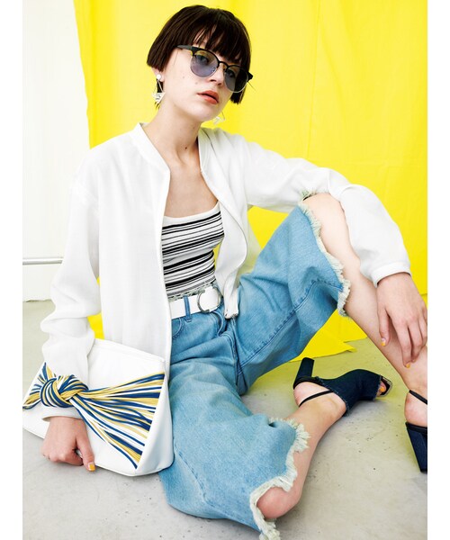 MURUA（ムルーア）の「【CASUAL】シアールーズブルゾン（ジャケット/アウター・レディース・ホワイト/ブラック/カーキ・F）」の4枚目の写真