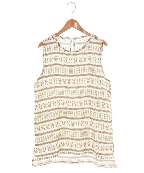 SEVENDAYS=SUNDAY（セブンデイズサンデイ）の「総柄プリント ノースリーブブラウス（ワンピース/ドレス・ブラック/カーキ・M/L）」の2枚目の写真