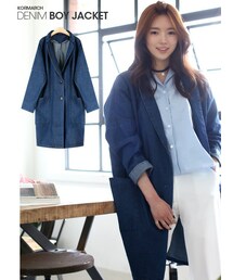 KORMARCH | クラッシュデニムロングJK(ピーコート)
