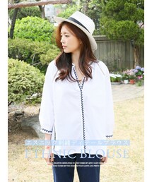 KORMARCH | エスニック刺繍ディテールブラウス(シャツ/ブラウス)