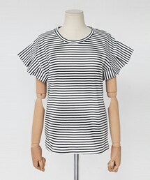 DHOLIC | フリルショートスリーブボーダーTシャツ(Tシャツ/カットソー)
