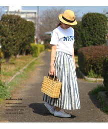 ambience tote | ambience tote リネンストライプ ロングスカート(スカート)