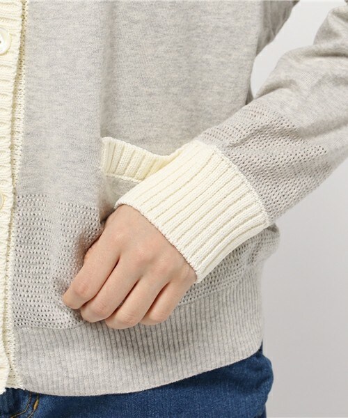 FRAPBOIS（フラボア）の「レースニット（カーディガン/ボレロ・レディース・グレー/ネイビー・1）」の7枚目の写真