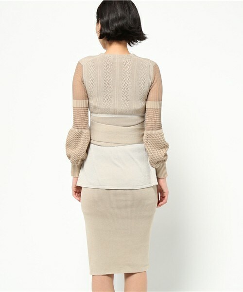 mame（マメ）の「mame ウエストマークニットワンピース（ワンピース・レディース・ベージュ/ネイビー・1）」の5枚目の写真
